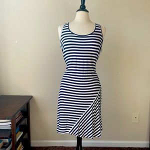 FINAL SALE $9 // CALVIN KLEIN Nautical Navy and White Striped Dress SZ 4
